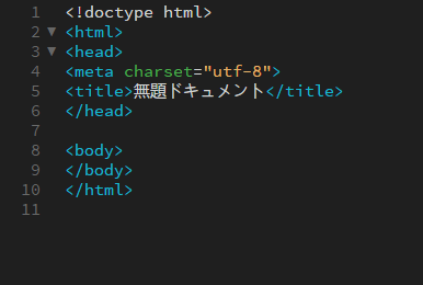 これがHTMLのひな形です。